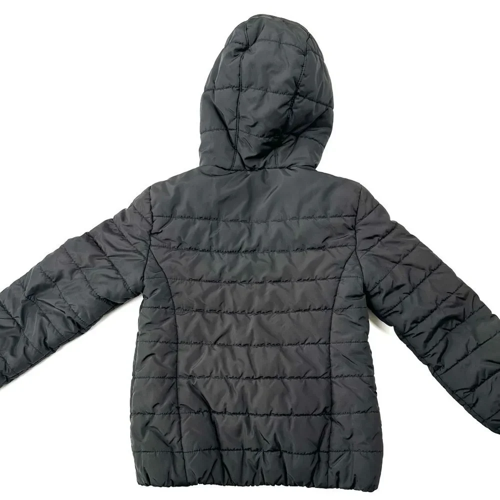 GapKids Unisex Primaloft Black Puffer Jacket Coat Hood SZ S (6-7) Zip Front
